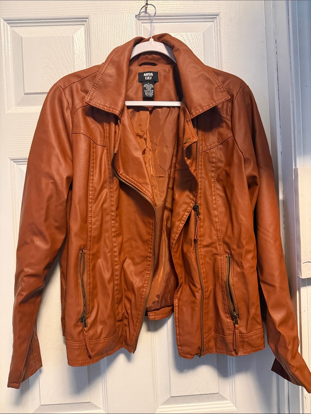 PacSun Women's Faux Leather Moto Jacket - Rust